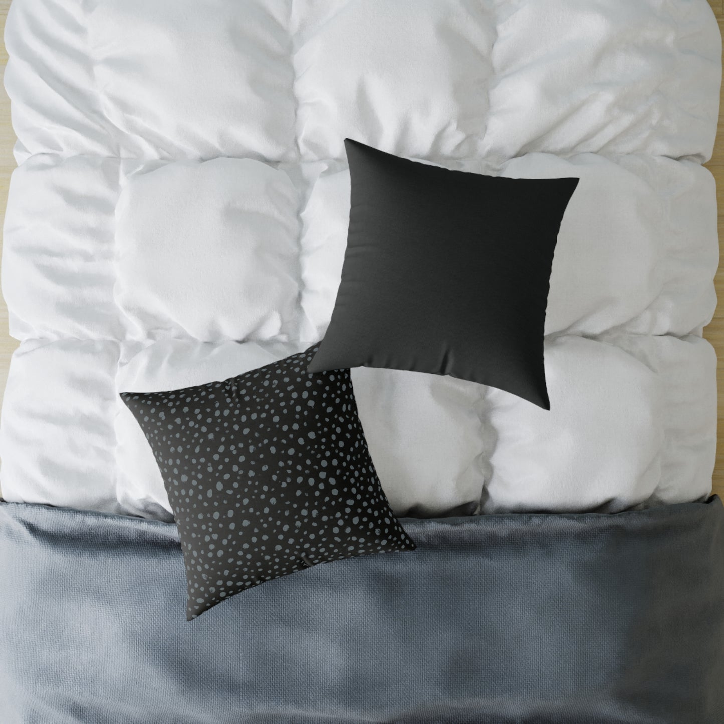Pebble Scatter - Midnight - Square Poly Canvas Pillow