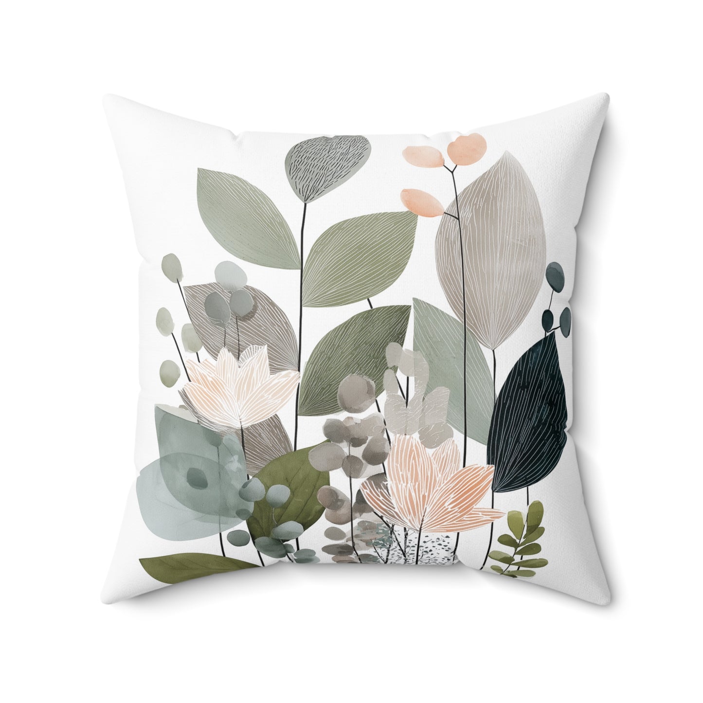Soft Sage Garden - Spun Polyester Square Pillow