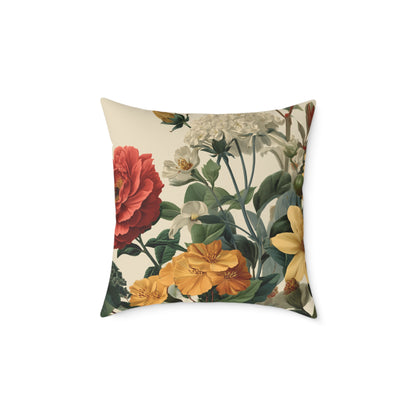 Sunlit Wildflower Bouquet - Square Poly Canvas Pillow