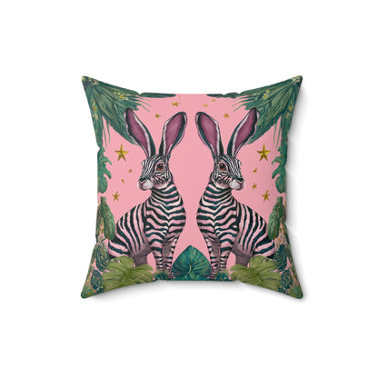 Jungle Rabbits - Spun Polyester Square Pillow