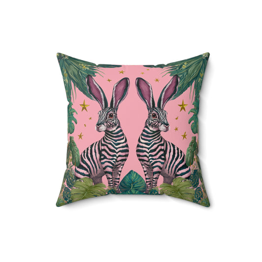 Jungle Rabbits - Spun Polyester Square Pillow