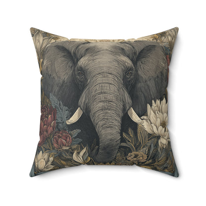 Elephant of the Ivory Grove - Faux Suede Square Pillow