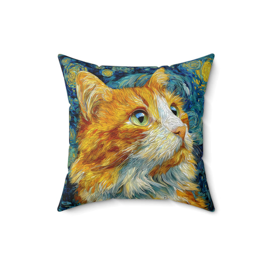 Ginger Cat Starlight - Spun Polyester Square Pillow
