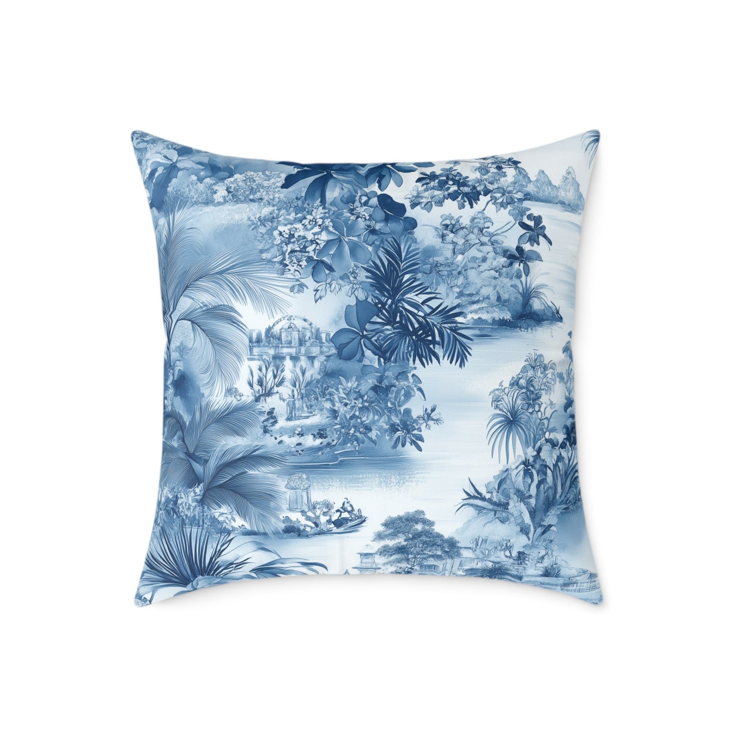 Toile Seaside Escape - Square Poly Canvas Pillow