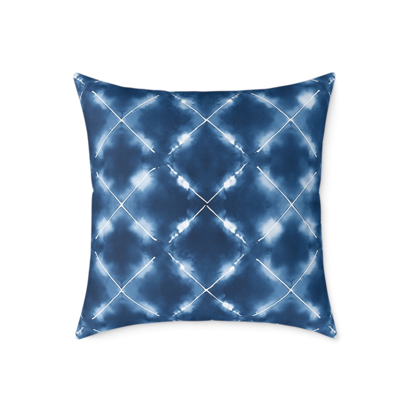 Aegean Ripple Shibori - Square Poly Canvas Pillow