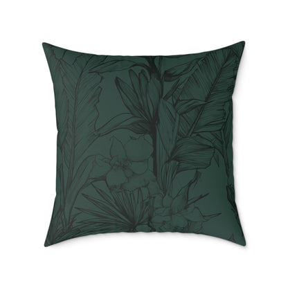 Emerald Night Garden - Square Poly Canvas Pillow