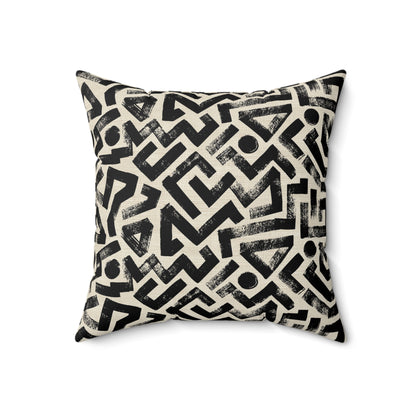 Pebble Maze Black - Spun Polyester Square Pillow