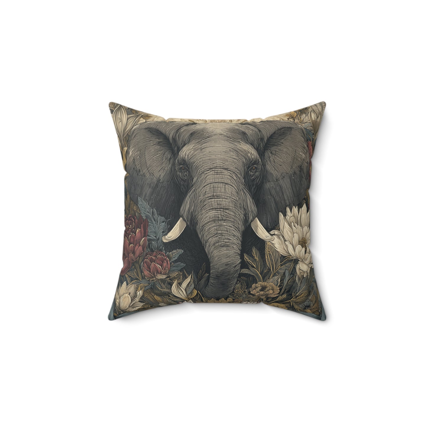 Elephant of the Ivory Grove - Faux Suede Square Pillow