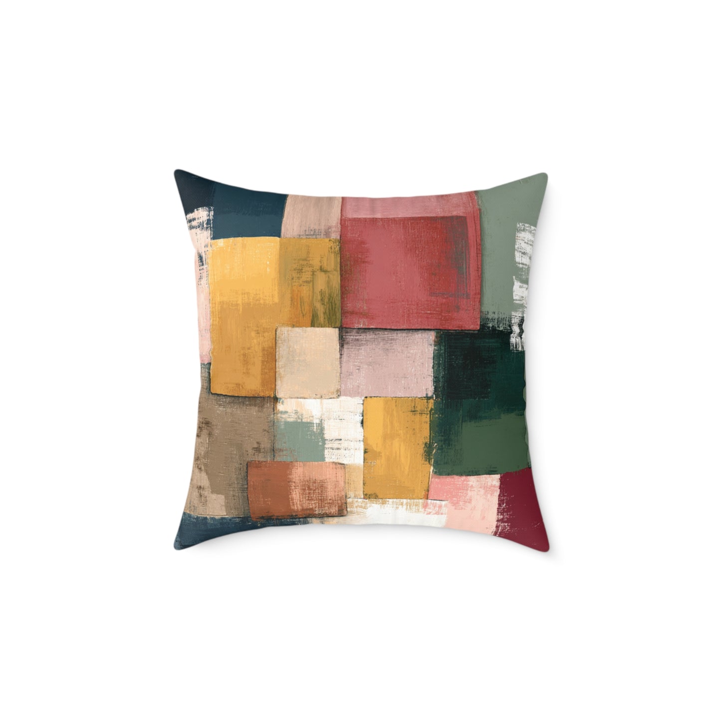 Harvest Block Mosaic - Square Poly Canvas Pillow