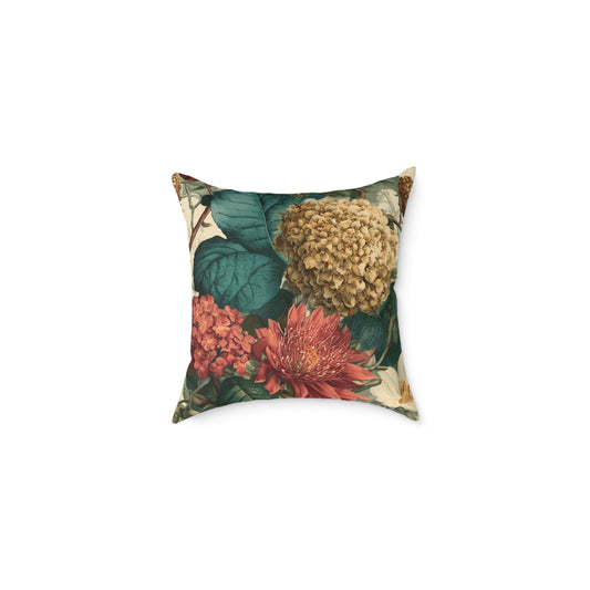 Autumn Harvest Chrysanthemum - Square Poly Canvas Pillow