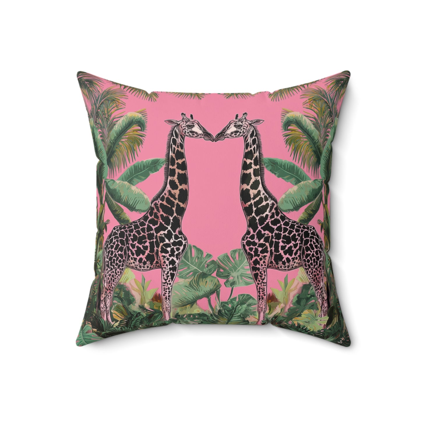 Giraffe Twins - Spun Polyester Square Pillow