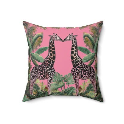 Giraffe Twins - Spun Polyester Square Pillow