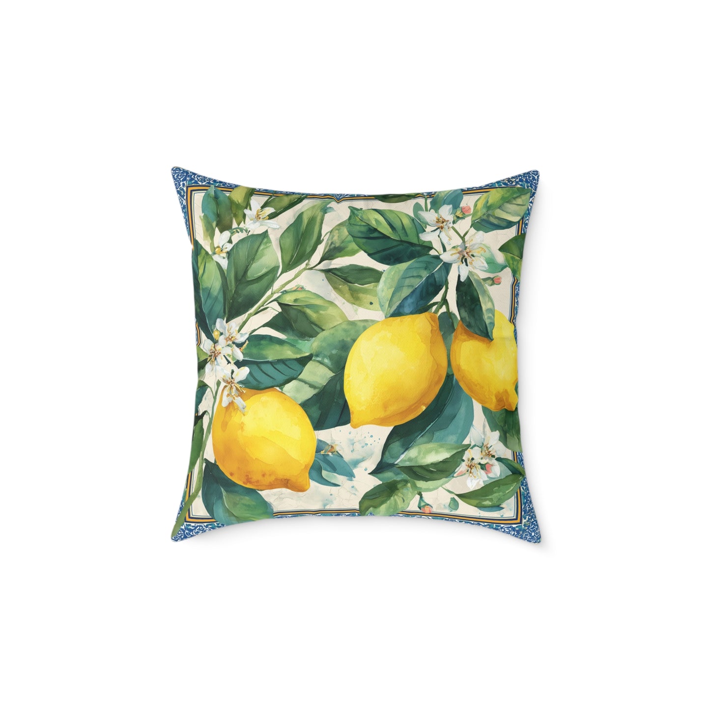 Amalfi Lemon Orchard - Square Poly Canvas Pillow