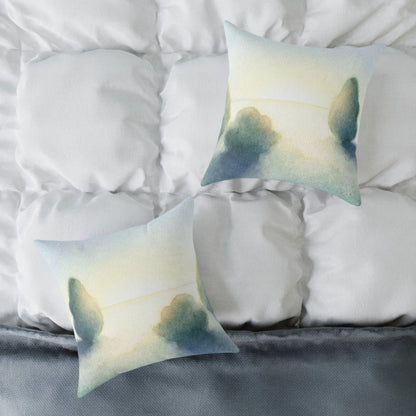 Pastel Tree Mist - Square Poly Canvas Pillow