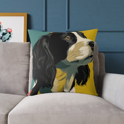 Serene Spaniel - Square Poly Canvas Pillow