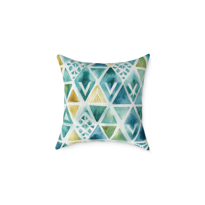 Capri Tidal Diamonds - Square Poly Canvas Pillow