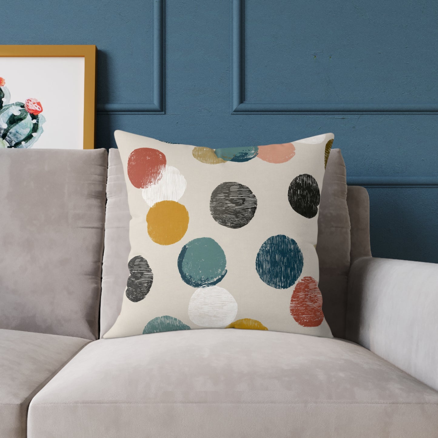 Soft Pebble Dots - Square Poly Canvas Pillow