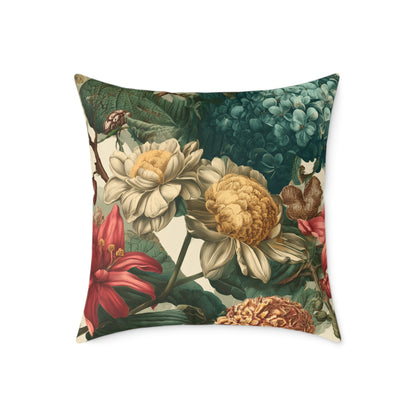 Heritage Garden Bloom - Square Poly Canvas Pillow