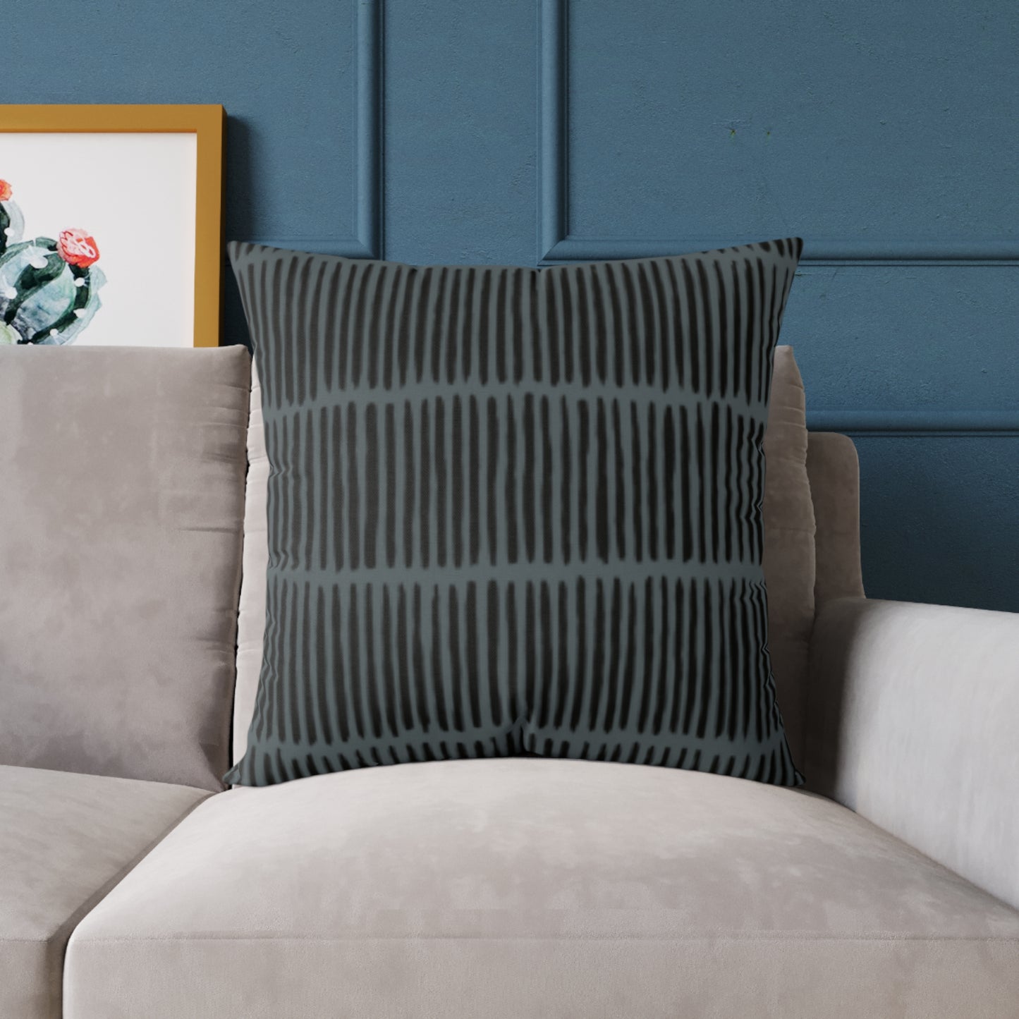 Loom Lines - Slate - Midnight - Square Poly Canvas Pillow