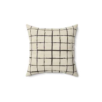 Retro Grid Linen - Spun Polyester Square Pillow