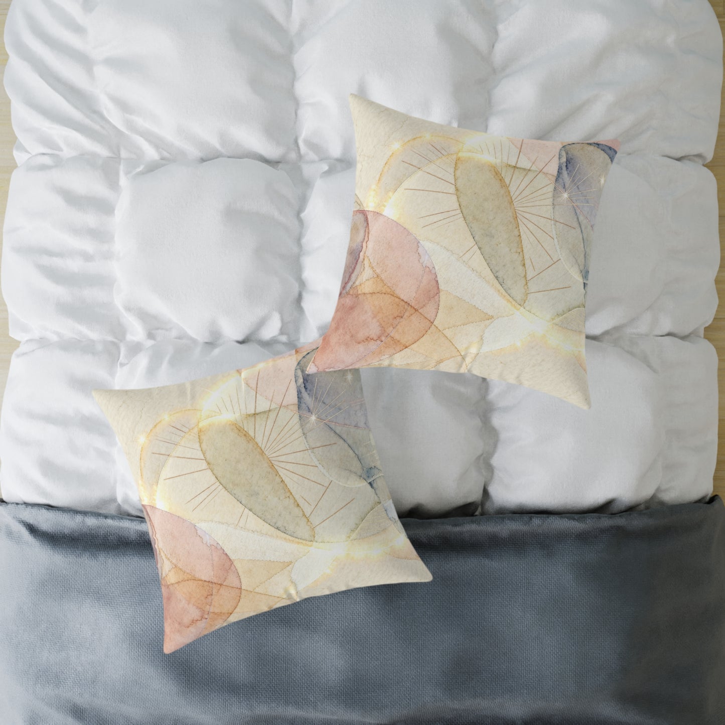 Sunlit Watercolor Bloom - Square Poly Canvas Pillow