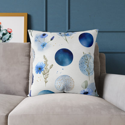 Celestial Ocean Blossoms - Square Poly Canvas Pillow