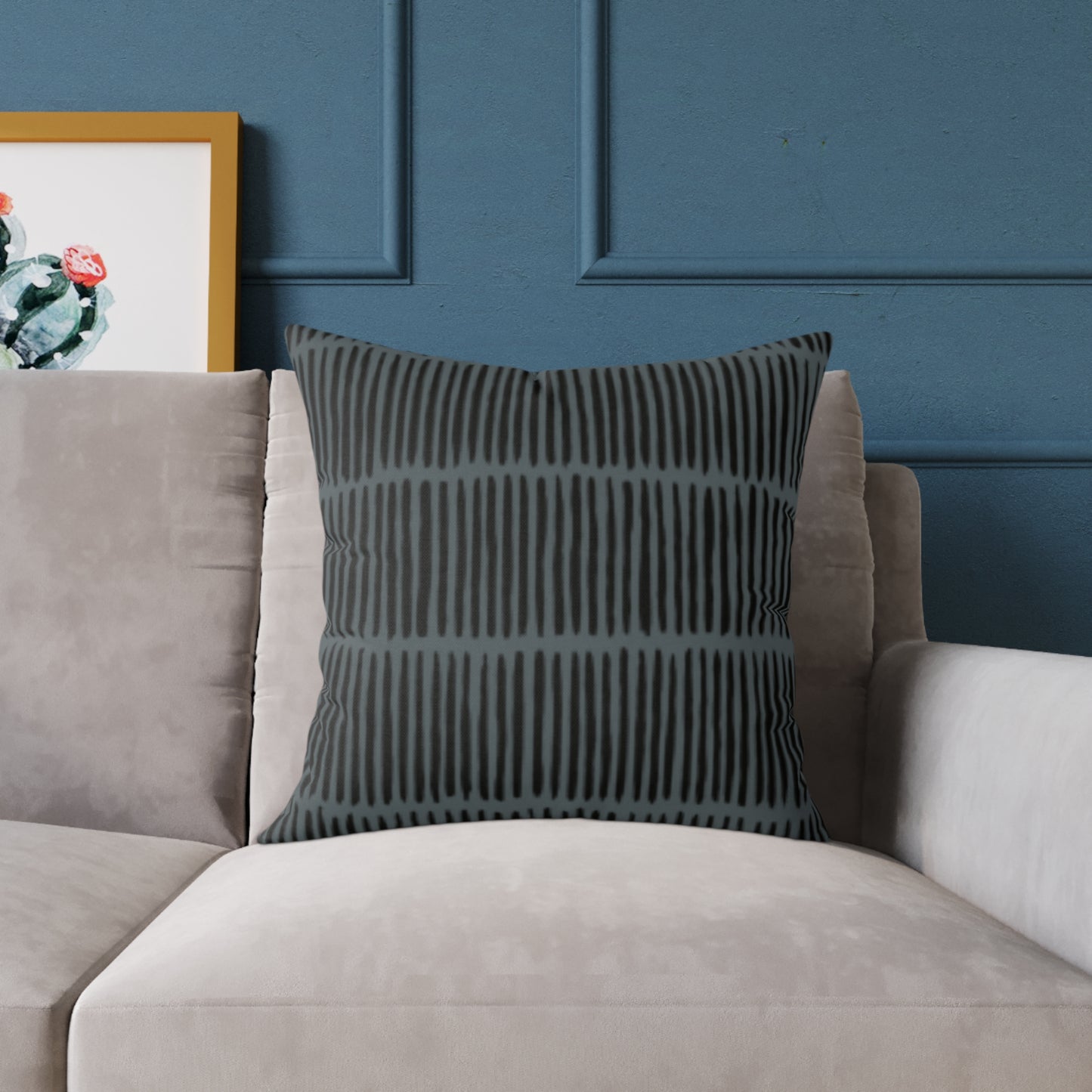 Loom Lines - Slate - Midnight - Square Poly Canvas Pillow