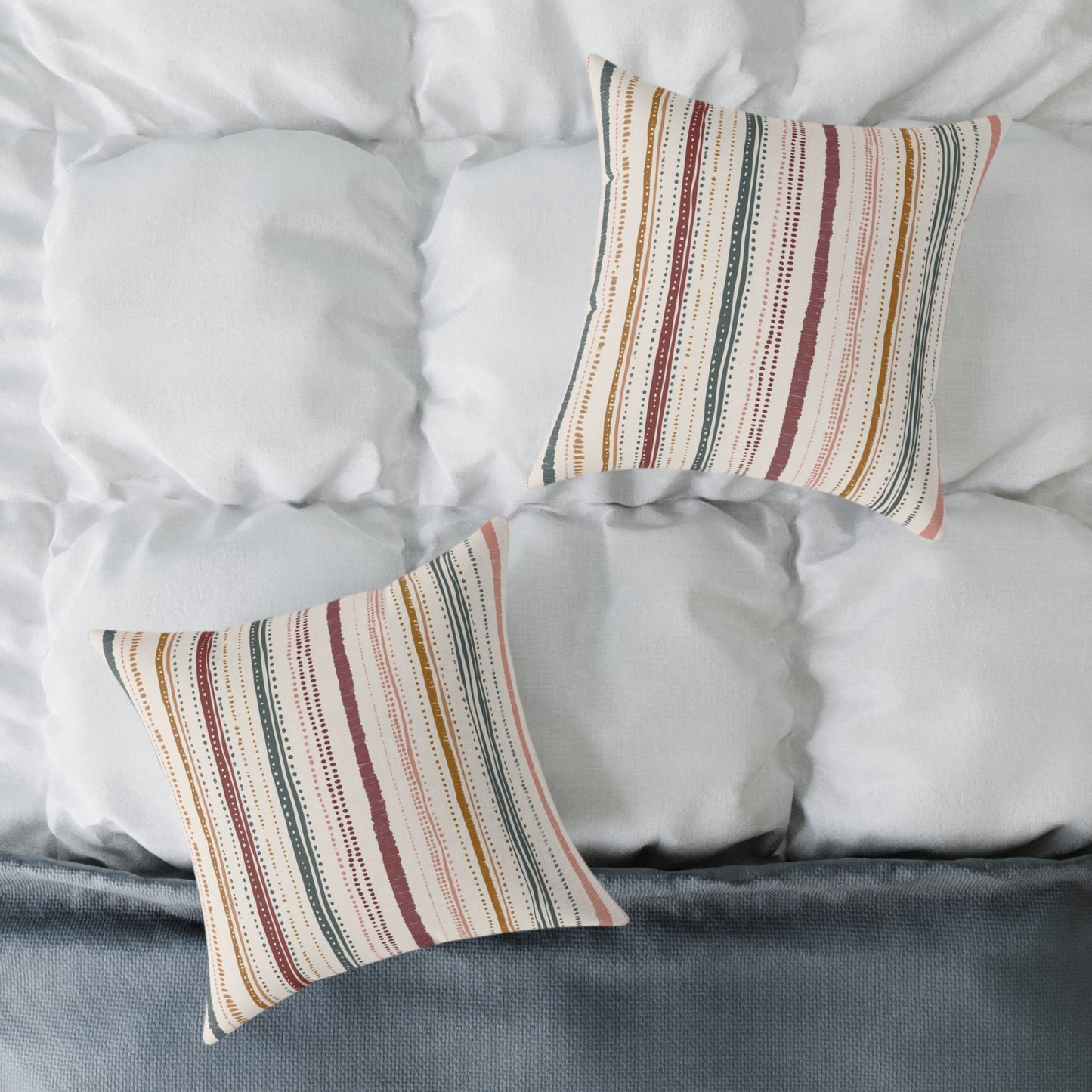 Saffron Loom Stripe - Square Poly Canvas Pillow