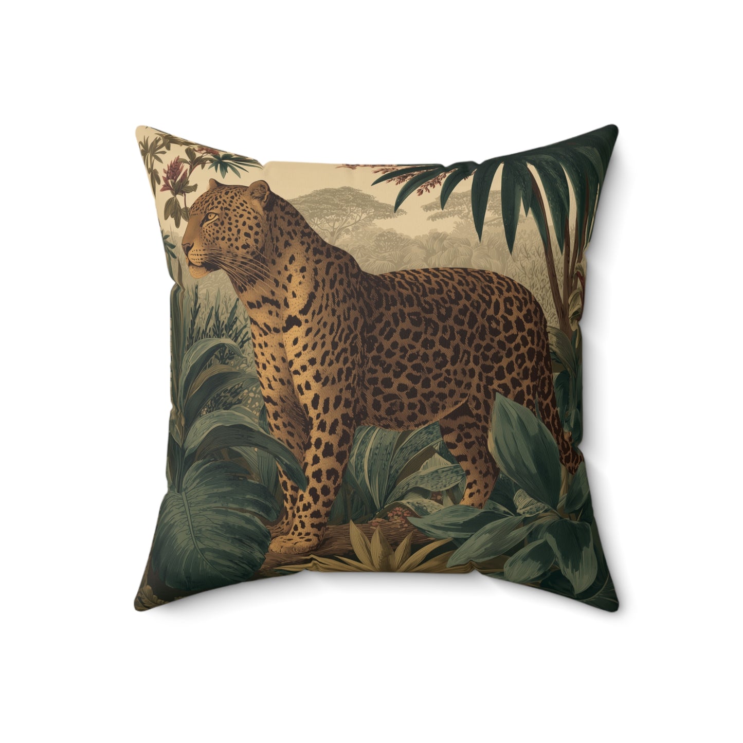 Midnight Leopard Wanderer - Faux Suede Square Pillow