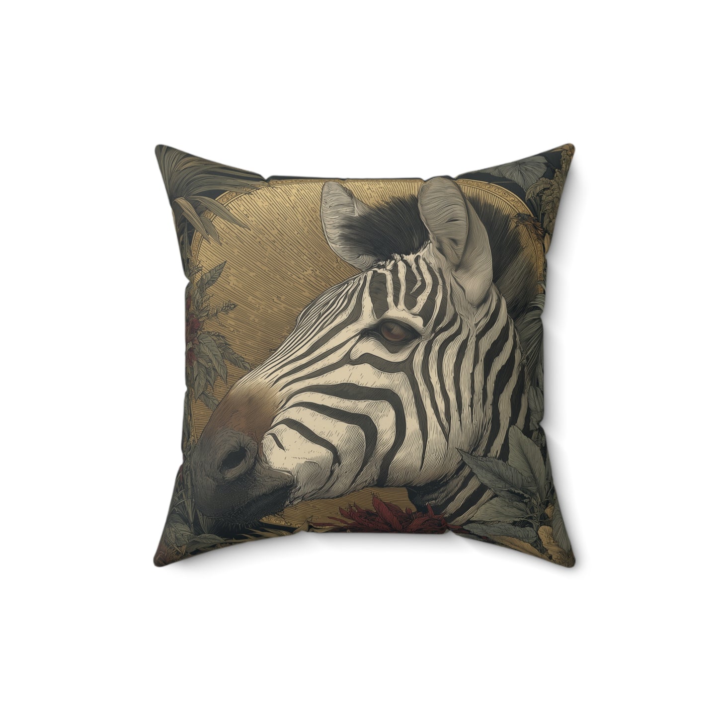 Golden Dawn Zebra - Faux Suede Square Pillow