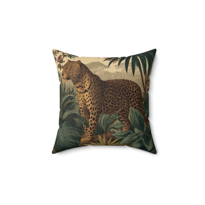 Midnight Leopard Wanderer - Faux Suede Square Pillow