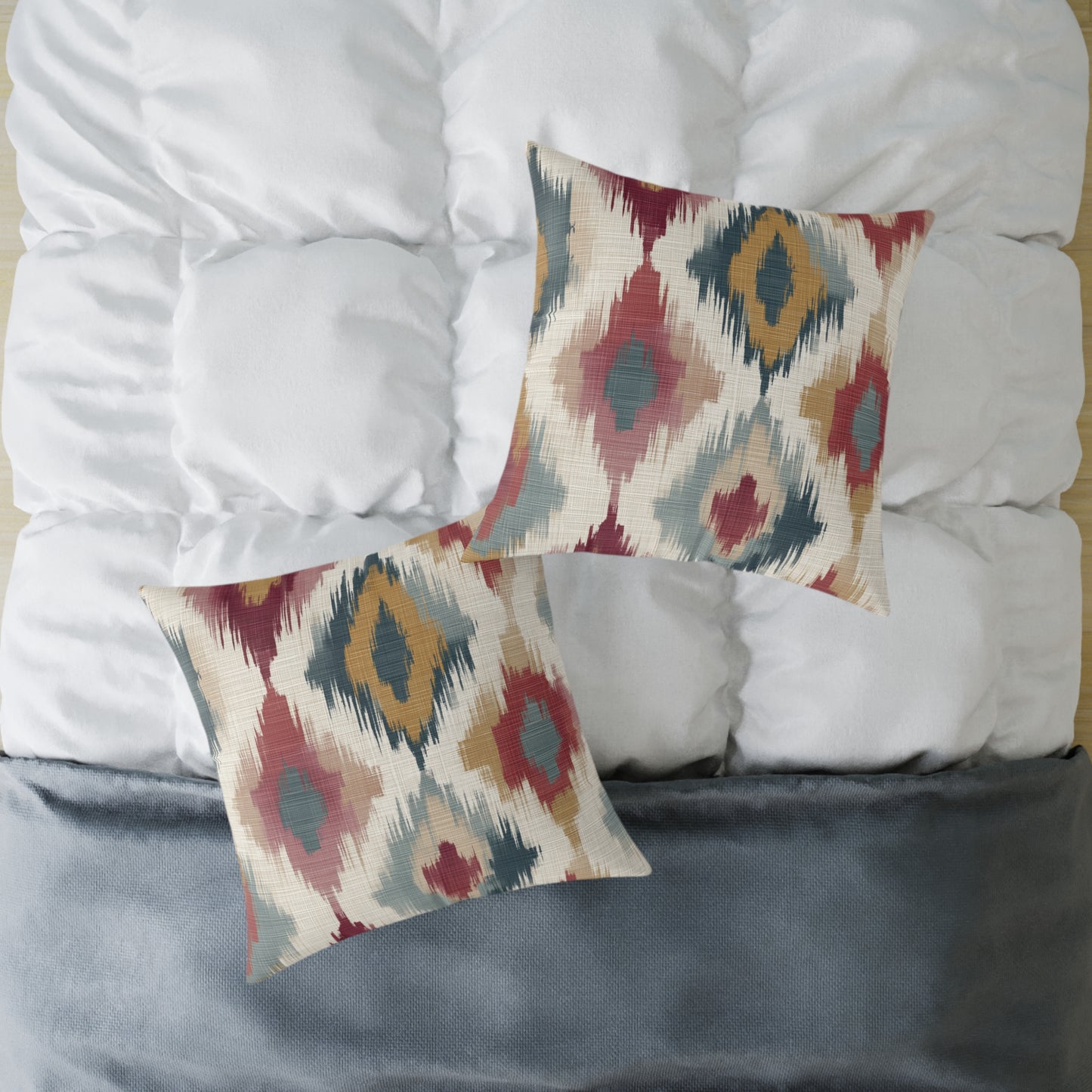Woven Ember Diamonds - Square Poly Canvas Pillow