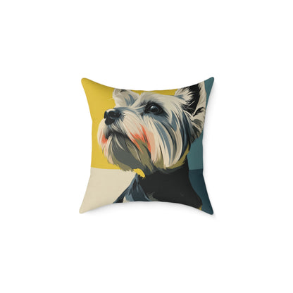 Yorkie - Square Poly Canvas Pillow
