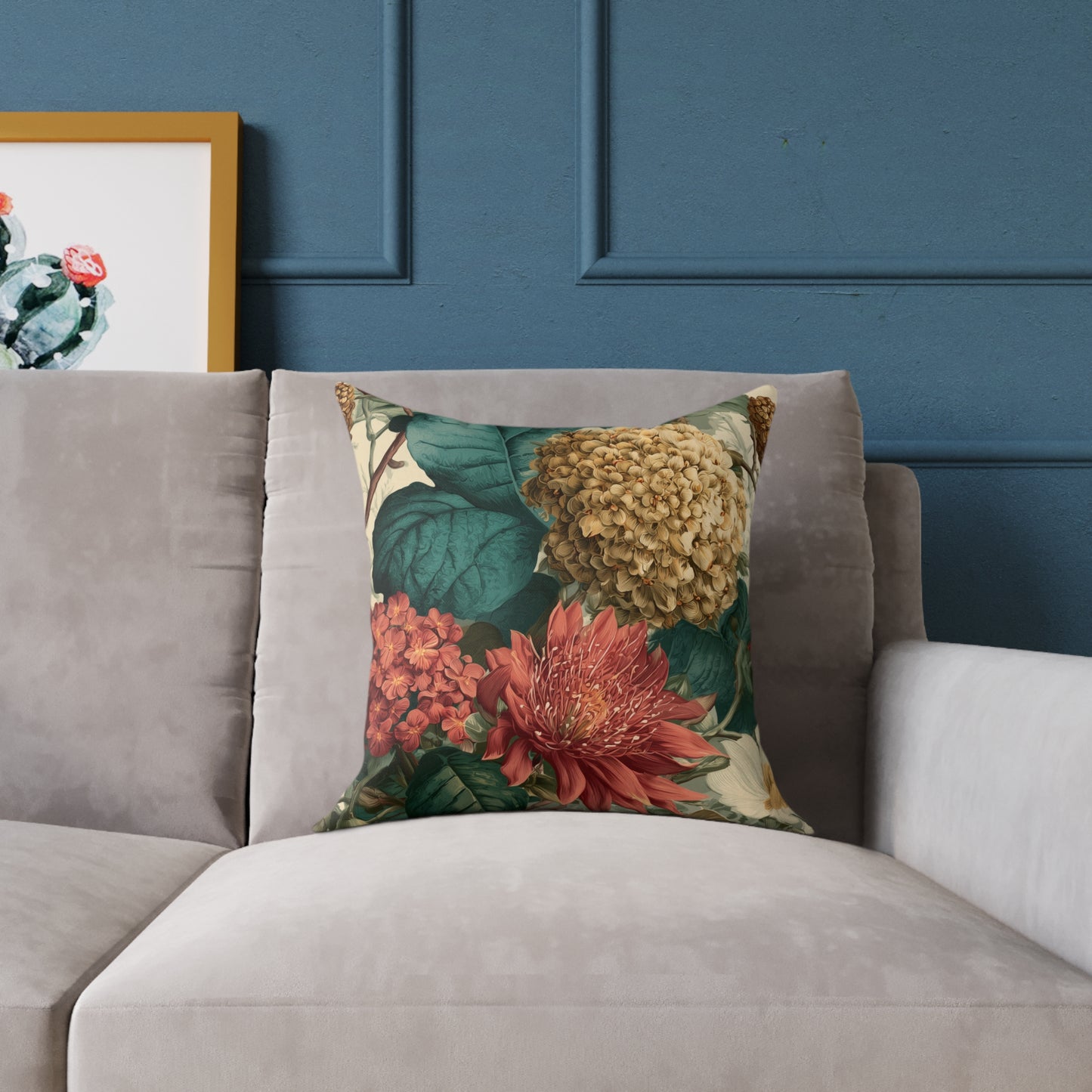 Autumn Harvest Chrysanthemum - Square Poly Canvas Pillow