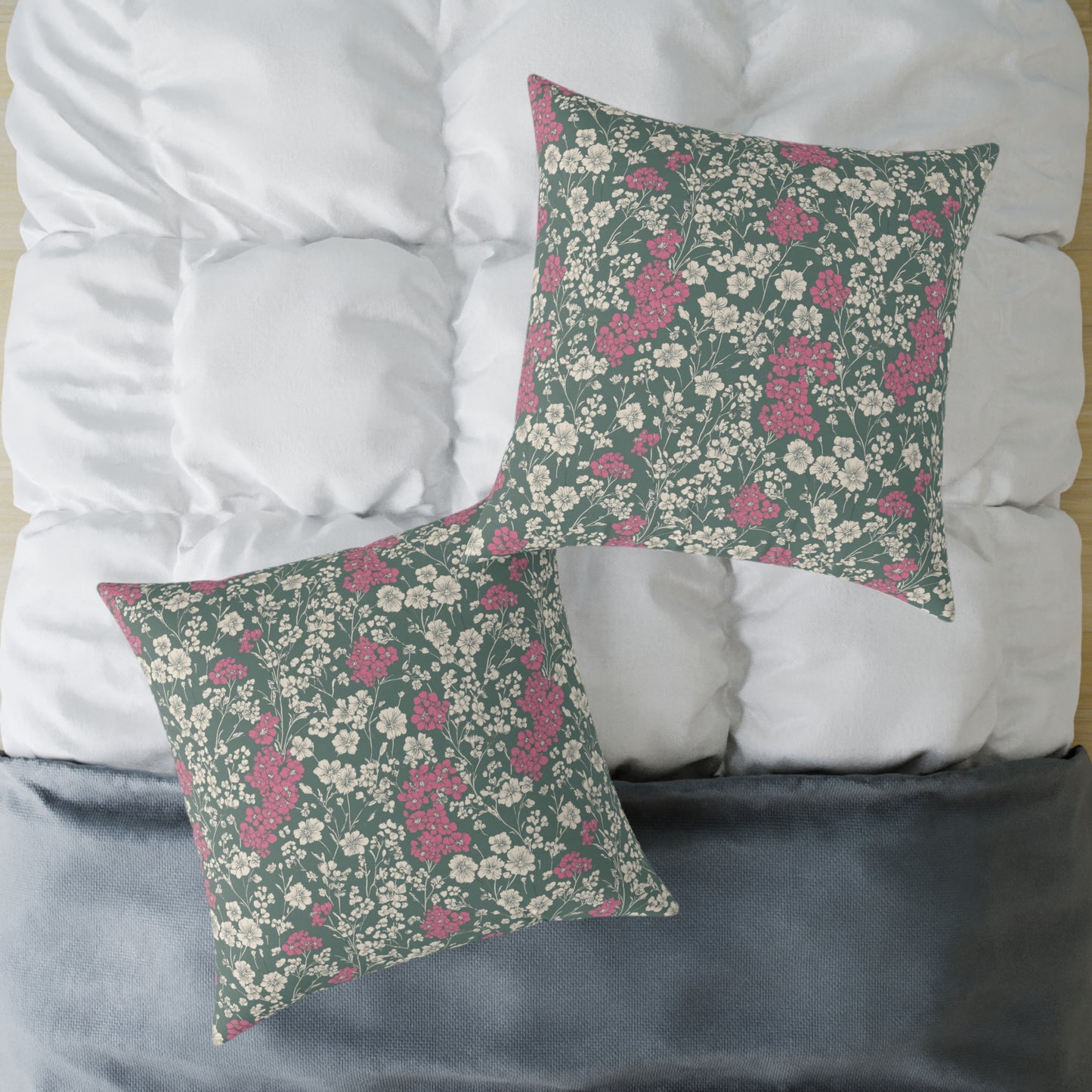 Wild Pink Meadow - Square Poly Canvas Pillow