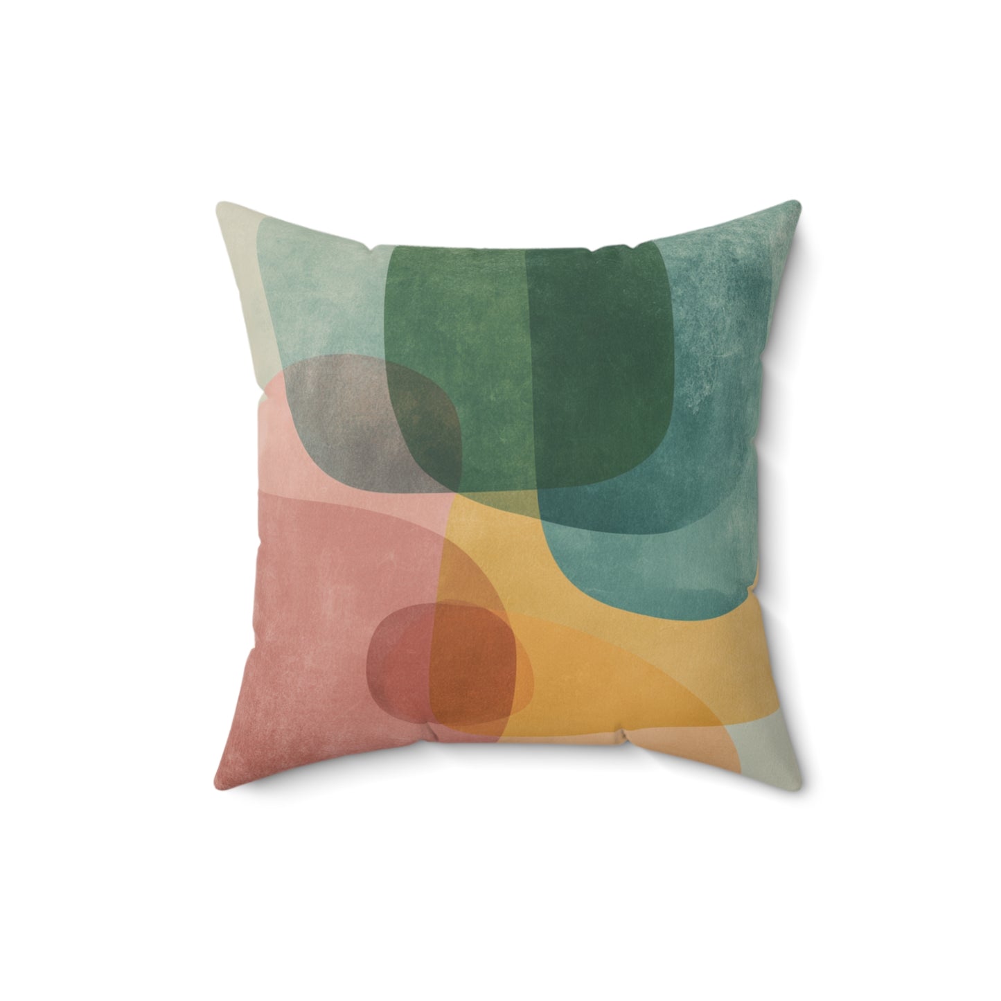 Soft Coral Blocks - Spun Polyester Square Pillow