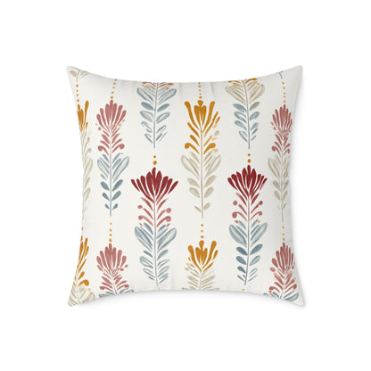 Ember Wildflower Ikat - Square Poly Canvas Pillow