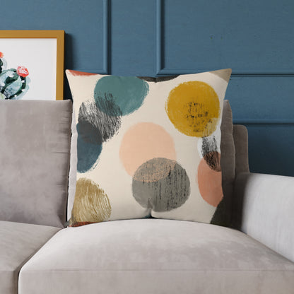 Retro Brushed Spots - Square Poly Canvas Pillow