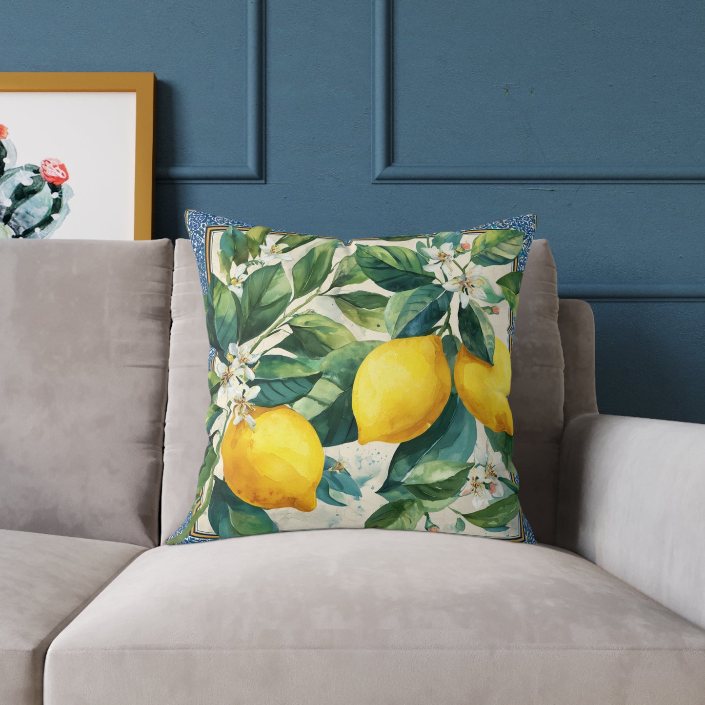 Amalfi Lemon Orchard - Square Poly Canvas Pillow
