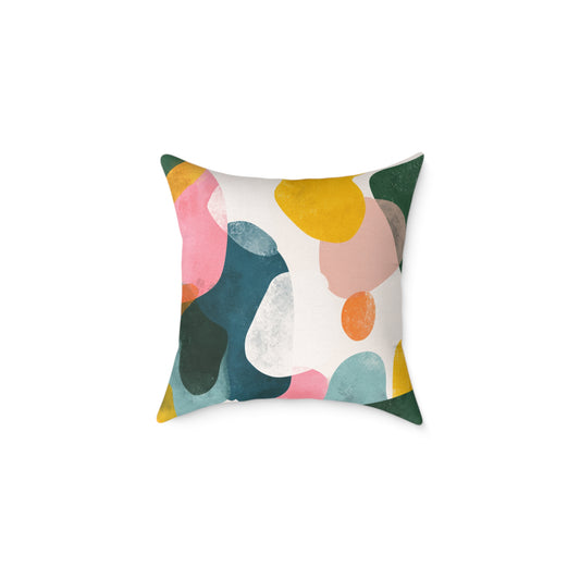 Pastel Pebble Garden - Square Poly Canvas Pillow