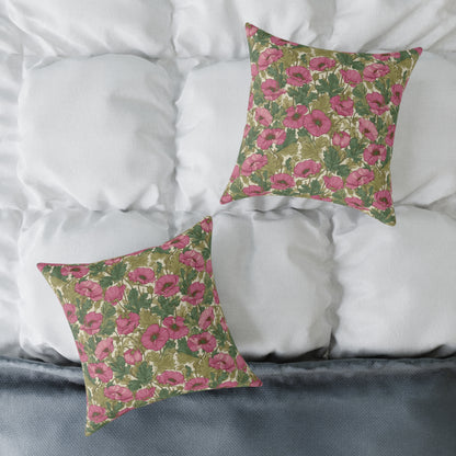 Roseleaf Garden Romance - Square Poly Canvas Pillow