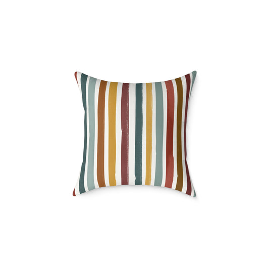 Earthbound Heritage Stripe - Square Poly Canvas Pillow