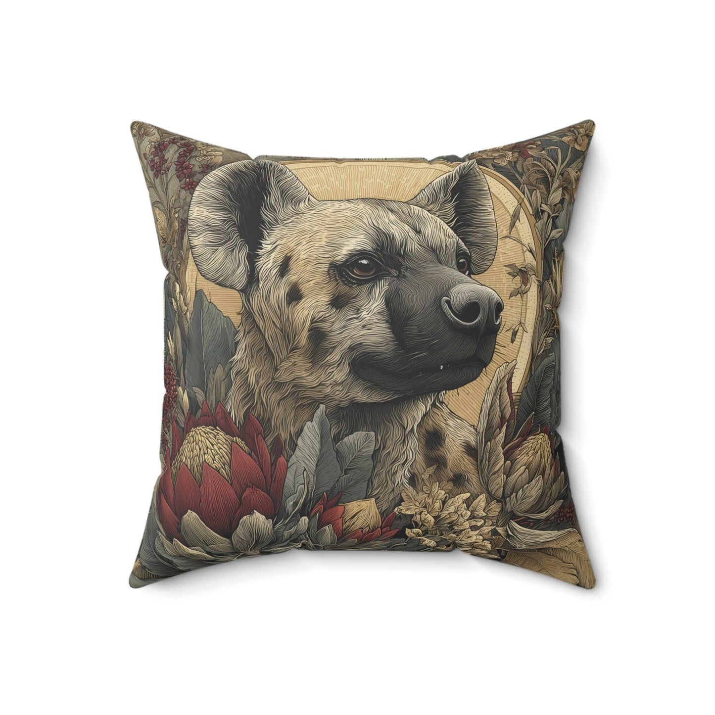 Sunlit Hyena Sentinel - Faux Suede Square Pillow