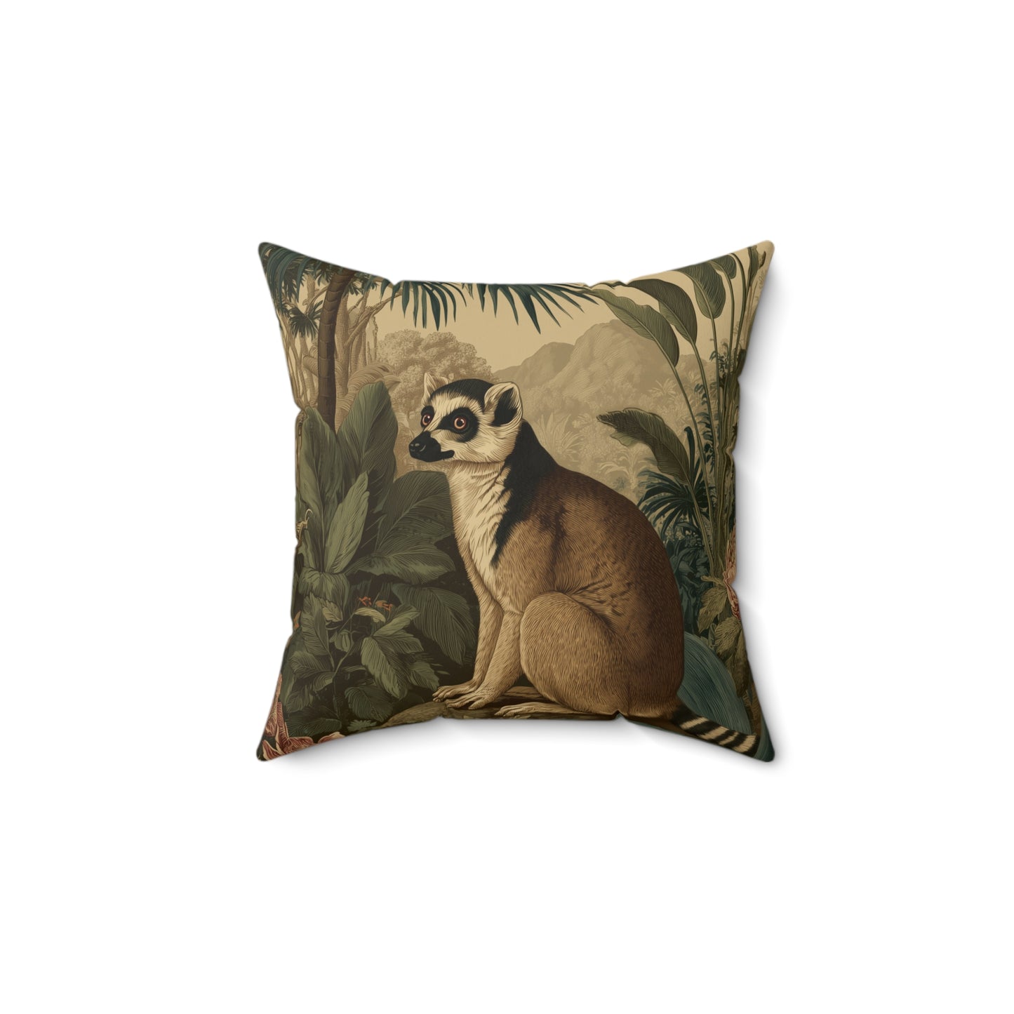 Lemur Forest Watcher - Faux Suede Square Pillow