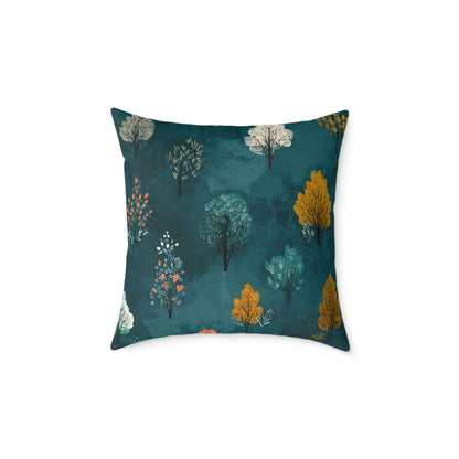 Autumn Orchard Night - Square Poly Canvas Pillow