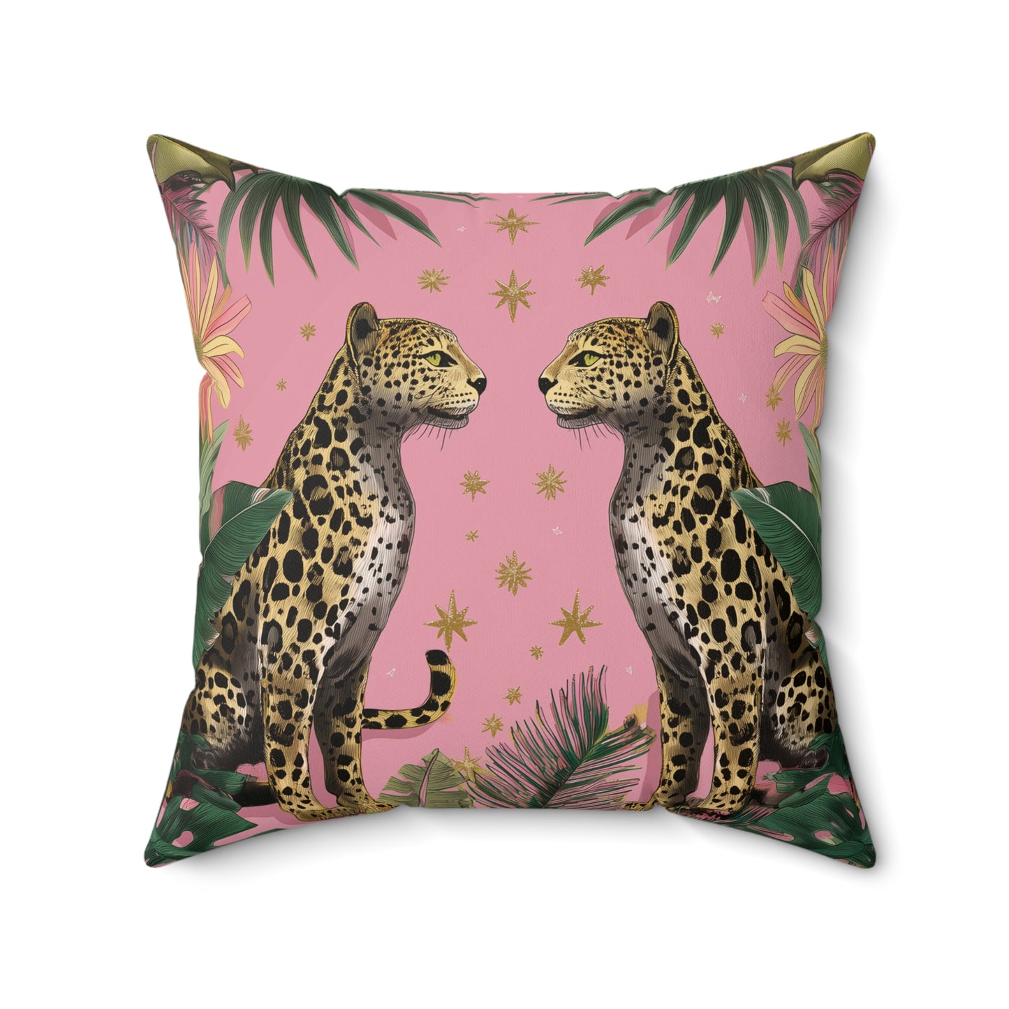 Pink Safari Leopards - Spun Polyester Square Pillow