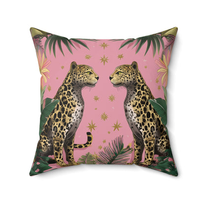 Pink Safari Leopards - Spun Polyester Square Pillow
