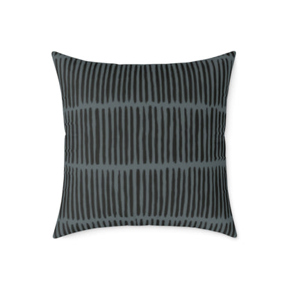 Loom Lines - Slate - Midnight - Square Poly Canvas Pillow