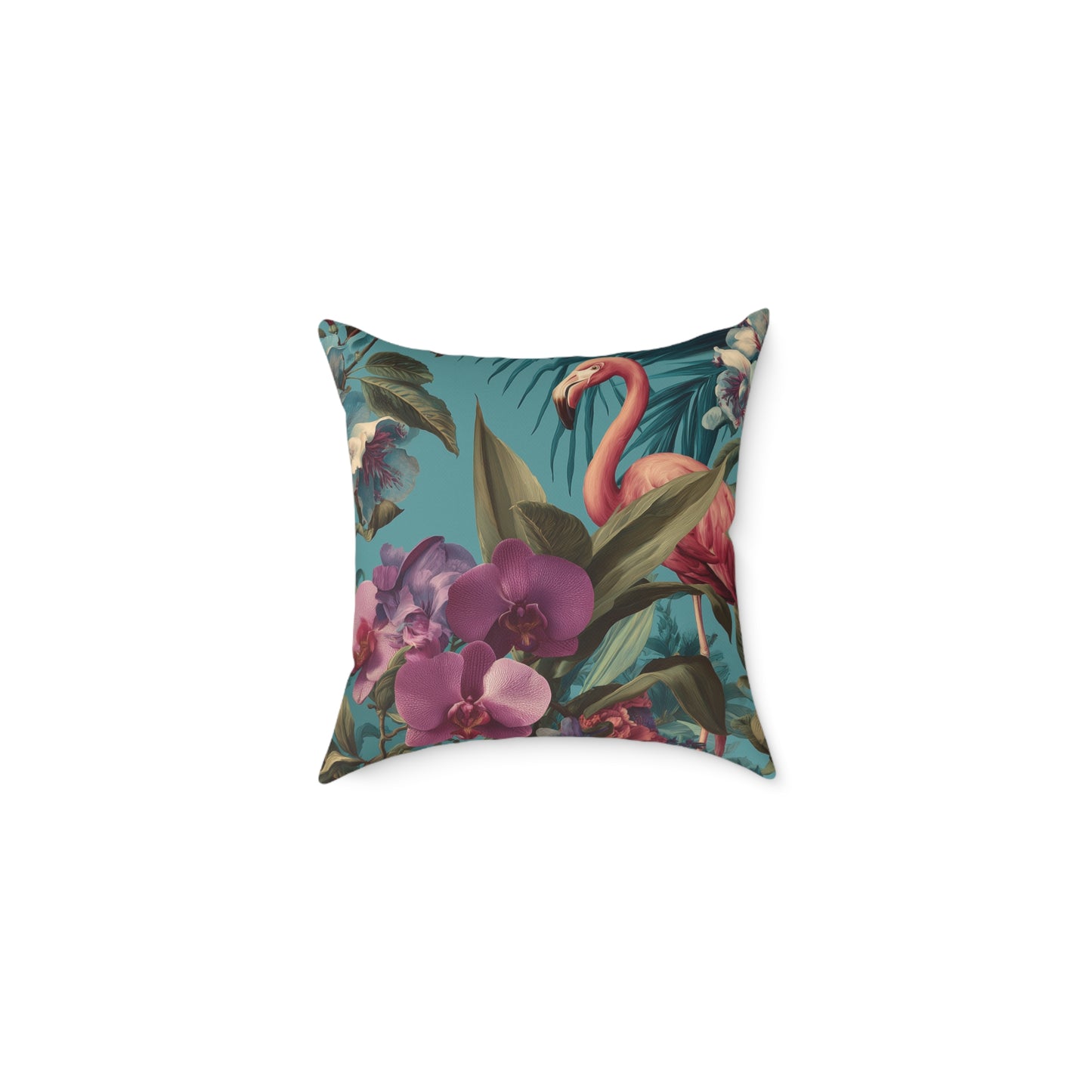 Tropical Blush Bloom - Square Poly Canvas Pillow