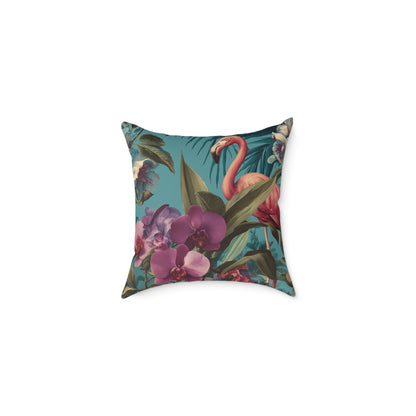 Tropical Blush Bloom - Square Poly Canvas Pillow